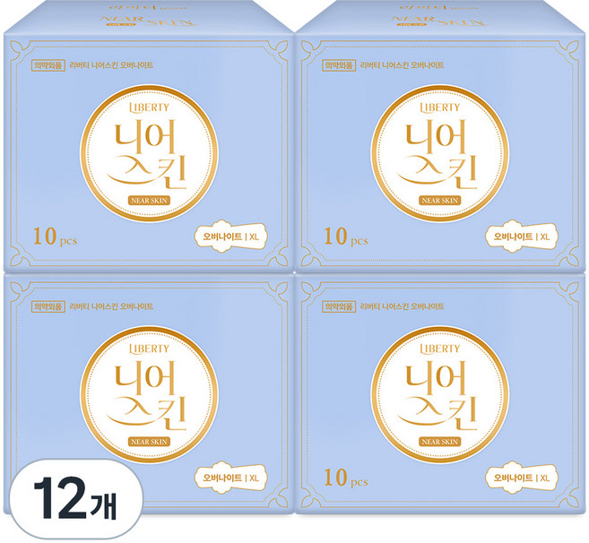 리버티오가네이처 니어스킨 오버나이트 생리대, 10개입, 12개