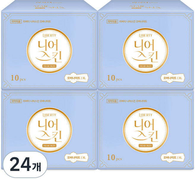 리버티오가네이처 니어스킨 오버나이트 생리대, 10개입, 24개