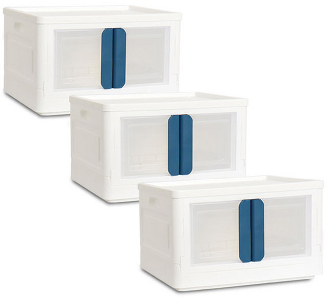 리빙선데이 국산 양문형 접이식 리빙박스, 블루, 56L, 3개