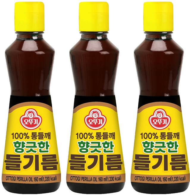 오뚜기 향긋한 들기름, 160ml, 3개