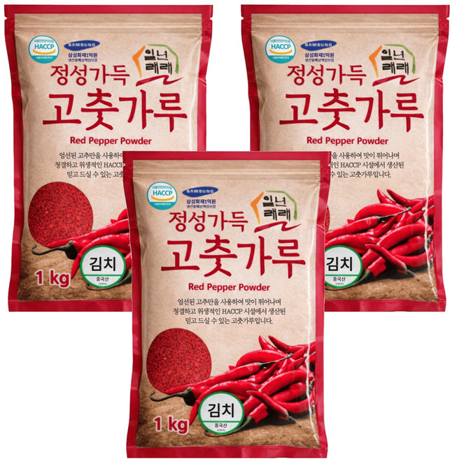 일년래래 햇살담은 중국산 김치용 고춧가루, 1kg, 3개