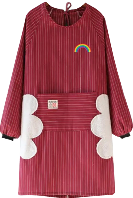 日系防水防油長袖工作服, 紅色彩虹, 1件