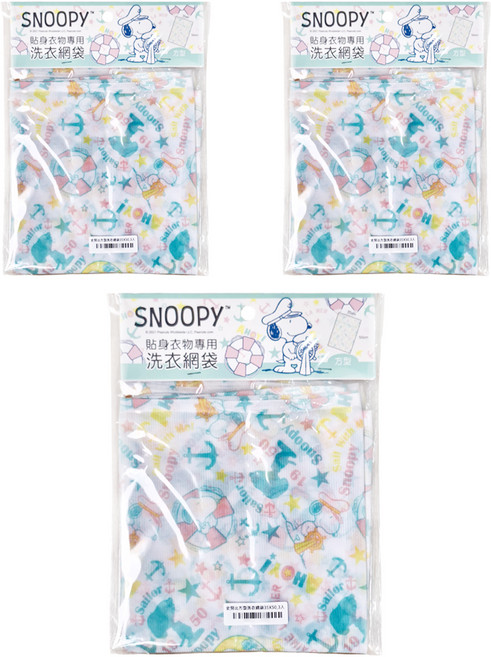 PEANUTS 史努比 方型洗衣網袋 50 x 35cm, 史努比 白色, 3個