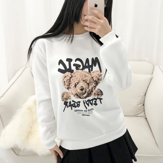 피어니스트 매직 테디베어 루즈핏 맨투맨