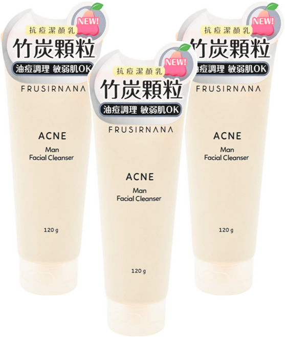 FRUSIRNANA 美膚娜娜 ACNE控油抗痘男士潔顏乳, 120g, 3條