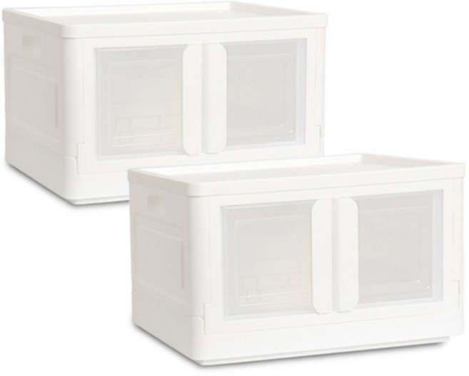 리빙선데이 국산 양문형 접이식 리빙박스, 화이트, 56L, 2개