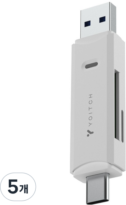 Yoitch 記憶體行車記錄器多功能二合一 Micro SD TF 卡讀卡機 Type-C / USB 型, 白色, 5個, YG-CRCA300