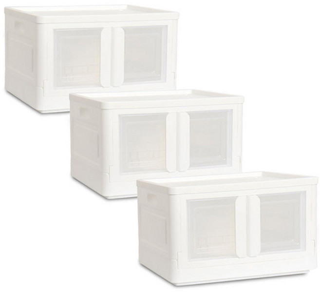 리빙선데이 국산 양문형 접이식 리빙박스, 화이트, 56L, 3개