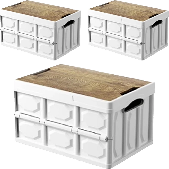 木蓋收納箱 37.5 x 25 x 21cm 882g 18L, Single Basket, 象牙白