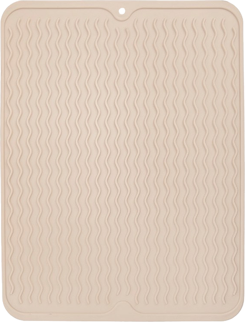 Quasi 水波紋瀝水墊 TPR材質 波浪立體紋路防滑 40x30.5x0.5cm, 1層, 卡其色, 1個