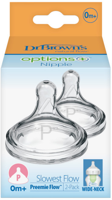 닥터브라운 와이드넥 옵션스 플러스 젖꼭지 2p, 0단계(조산아전용), 1개