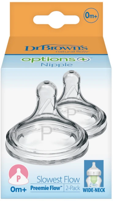 닥터브라운 와이드넥 옵션스 플러스 젖꼭지 2p, 0단계(조산아전용), 1개 - 쿠팡
