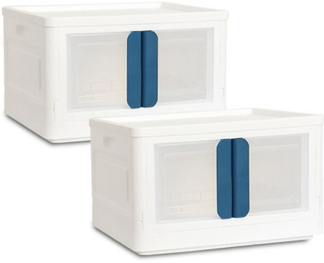 리빙선데이 국산 양문형 접이식 리빙박스, 블루, 56L, 2개