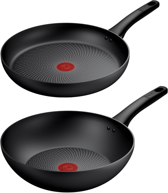 테팔 인덕션 티타늄 1X 데일리 컴포트 프라이팬 2개, 블랙, 프라이팬 30cm + 볶음팬 28cm, 1세트