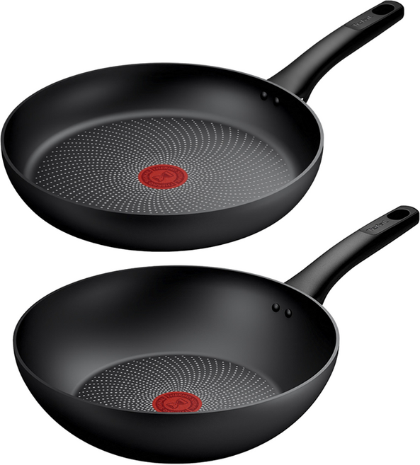 테팔 인덕션 티타늄 1X 데일리 컴포트 프라이팬 2개, 블랙, 프라이팬 28cm + 볶음팬 28cm, 1세트