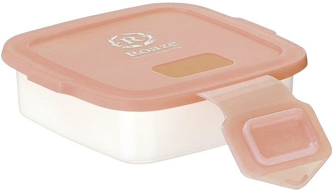 Roaze 柔仕 乾濕兩用巾矽膠抽取盒 附乾濕兩用嬰兒紗布毛巾 食品容器材質 雙重鎖水結構, 粉色, 1個