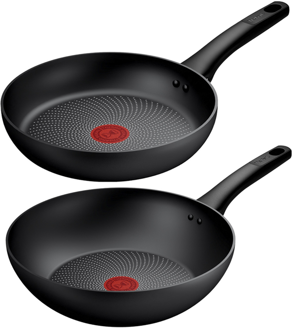 테팔 인덕션 티타늄 1X 데일리 컴포트 프라이팬 2개, 블랙, 프라이팬 24cm + 볶음팬 28cm, 1세트
