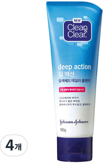 존슨 클린앤클리어 딥 액션 블랙헤드 데일리 클렌저, 100g, 4개