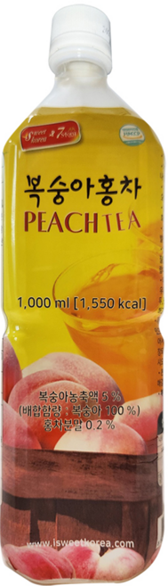 스위트코리아 복숭아 홍차 농축액, 1L, 1개