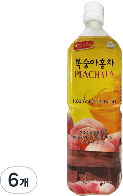복숭아 홍차 원액, 1L, 6개