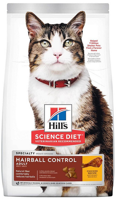 Hill's 希爾思 SCIENCE DIET 成貓 毛球控制特調食譜 乾糧, 雞肉, 1.58kg, 1袋
