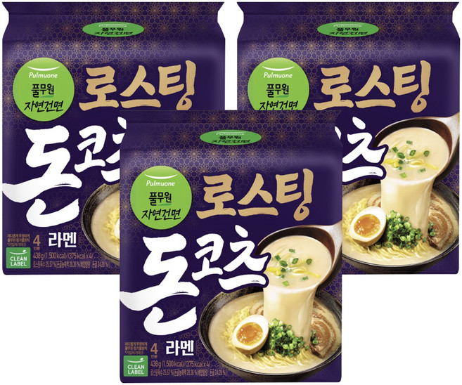 풀무원자연건면 로스팅 돈코츠 라멘 109.5g, 12개