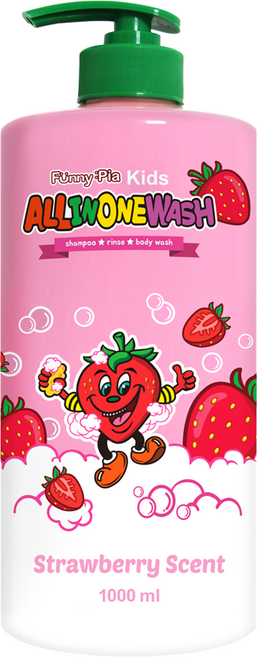 Funny Pia 兒童多合一沐浴洗髮乳 草莓香味, 1L, 1瓶
