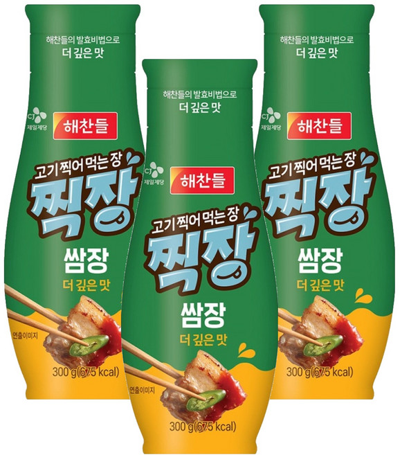 해찬들 찍장 쌈장 튜브형, 300g, 3개