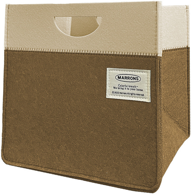 마롱즈 펠트 스퀘어 바구니, 1개, 베이지카멜