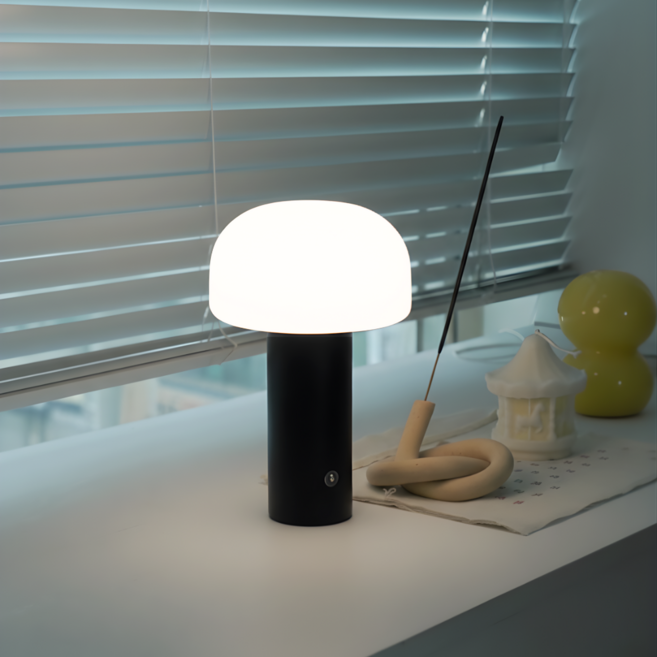 레나에너지 머쉬룸 오브제 LED 인테리어 터치 단스탠드 무드등, 블랙