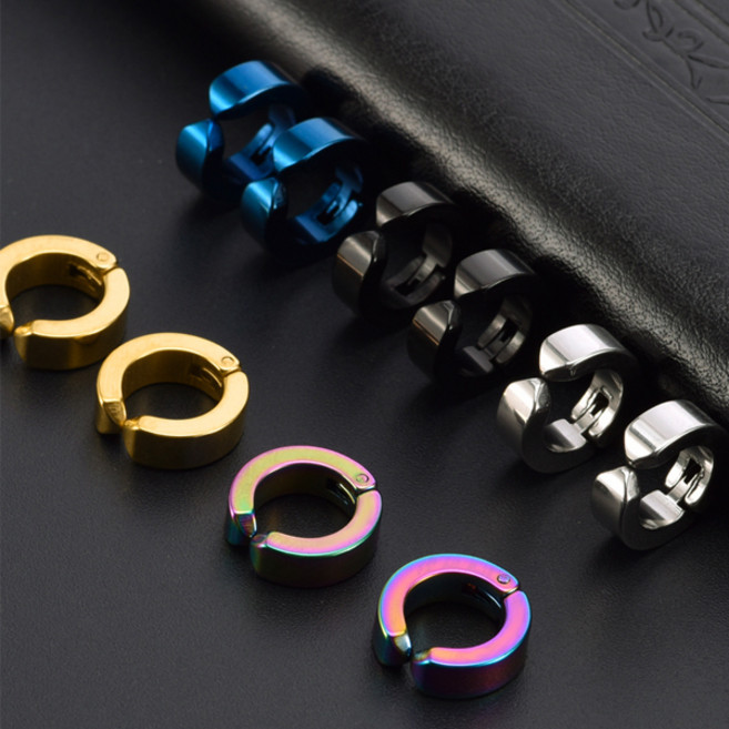 Stone Jewelry 男士素色環狀耳骨夾 5種 x 2件組