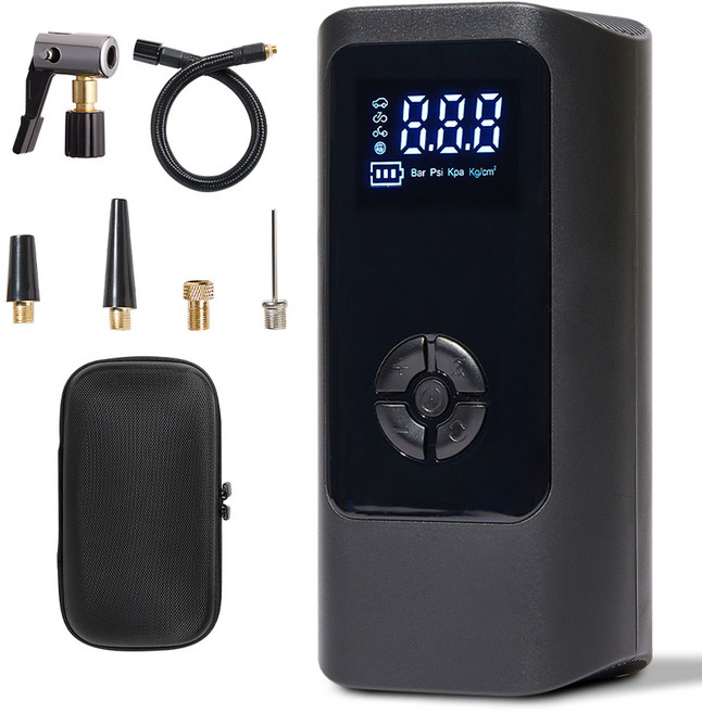 메이튼 휴대용 올인원 에어펌프, 1세트, 블랙