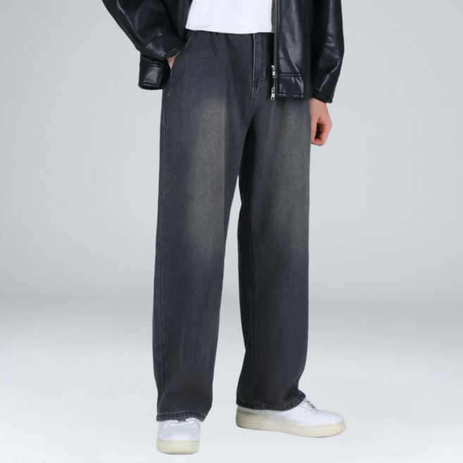 이브클로젯 남성용 숏/일반/롱 기장 뒷 밴딩 세미 와이드 청바지 6693-1