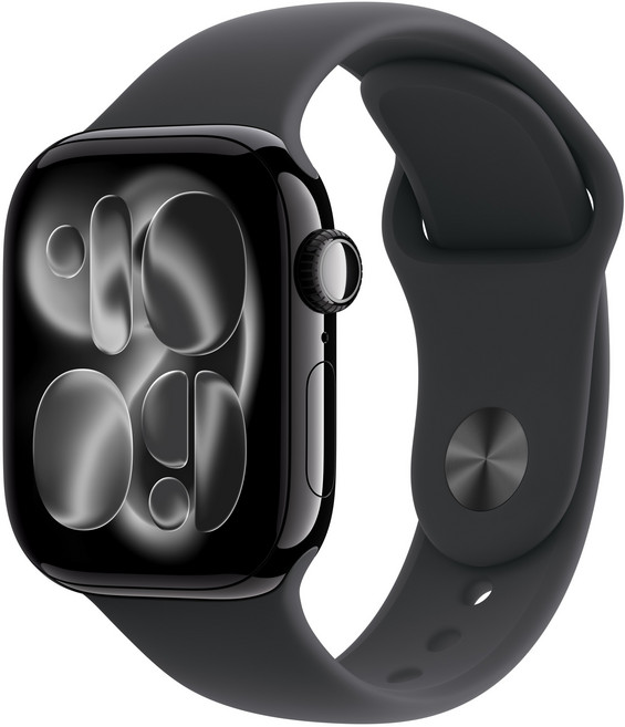 Apple 2025 애플워치 시리즈 11, 제트 블랙, 42mm, GPS, 알루미늄,제트 블랙/블랙 스포츠 밴드, M/L