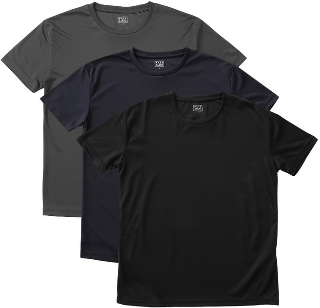 베이스알파 에센셜 남녀공용 통기성 초경량 에어핏 라운드넥 반팔 티셔츠 3p