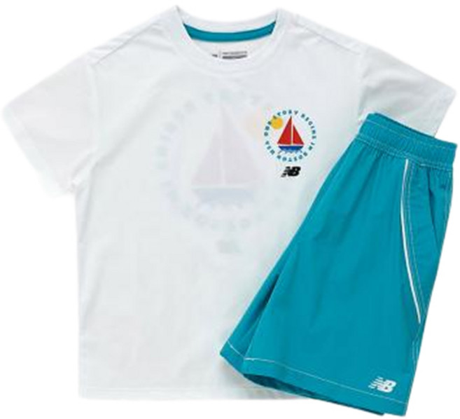 뉴발란스키즈 아동용 Beach Lounge 일러스트 반팔 상하의 세트