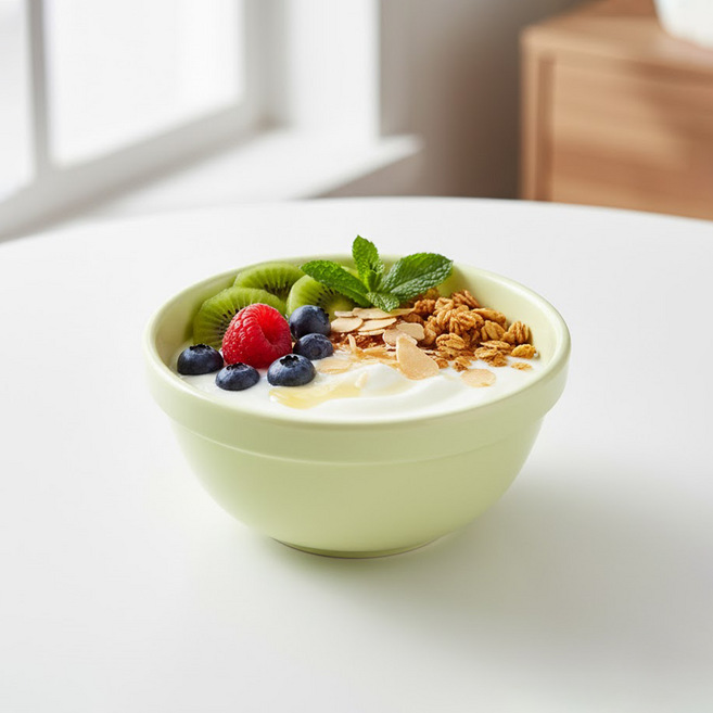 리빙메이트 국산 멜라민 브런치 식판볼, 파스텔 연두, 1개