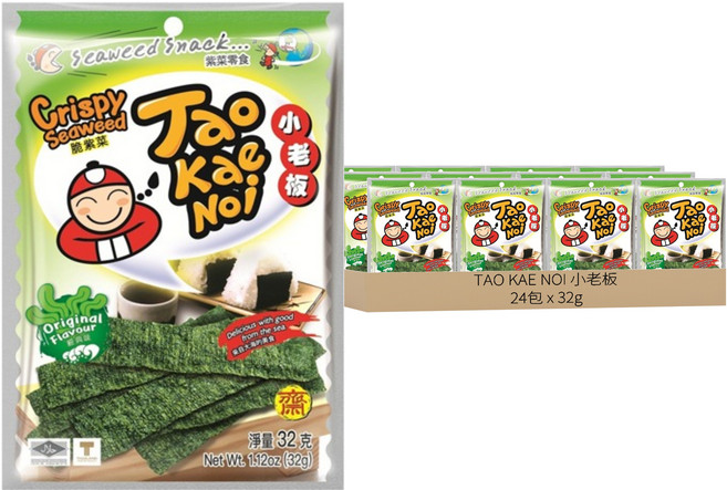 TAO KAE NOI 小老板 厚片海苔 原味, 32g, 24包