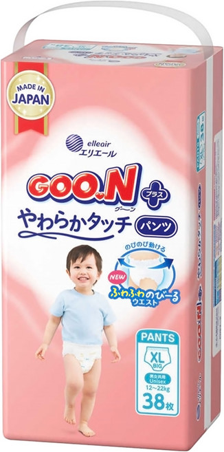 GOO.N 大王 日本境內版 SJ柔觸肌系列褲型尿布 12~22kg, XL, 38片