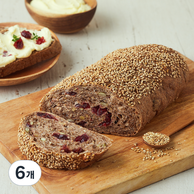 브로드카세 발효종 통밀 잡곡 크렌베리 브레드, 390g, 1개입, 6개