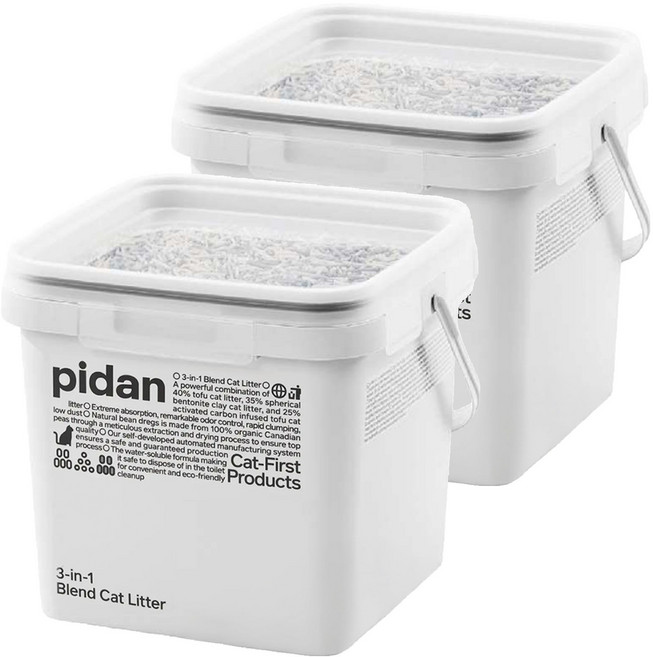 pidan 3in1 三合一混合 寵物貓砂 (豆腐砂 + 活性碳 + 礦砂), 5.2kg, 2桶, 無香