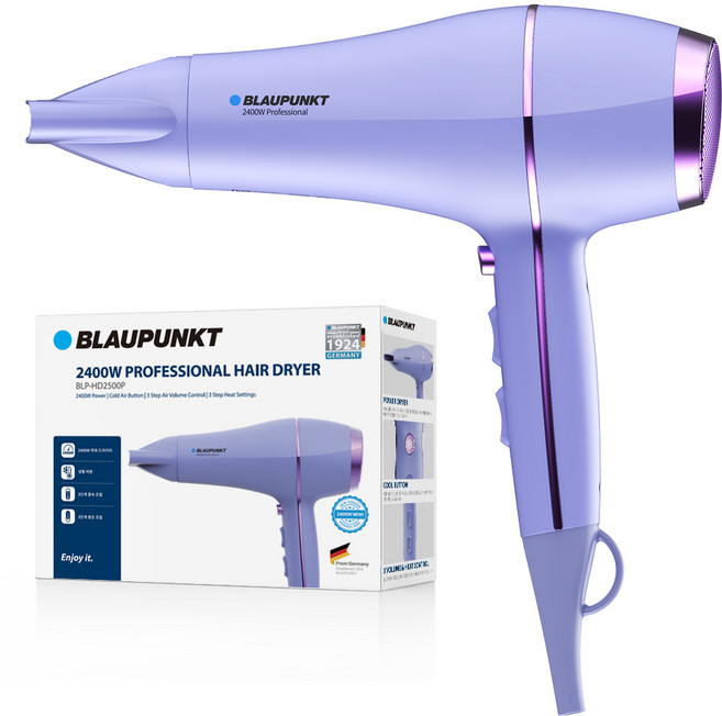 블라우풍트 전문가용 6step 풍속조절 초고출력 헤어드라이어 2400W, BLP-HD2500P, Purple