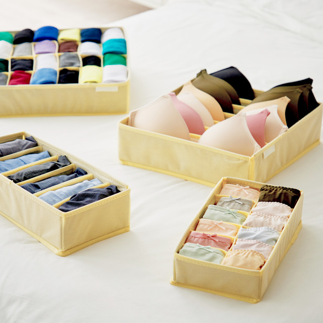 까사마루 속옷정리함 4종 세트, 옐로우베이지, 1세트