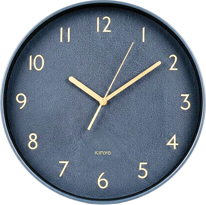 Kinyo 皮革紋風格掛鐘 CL-200 758g, 藍色 + 金色