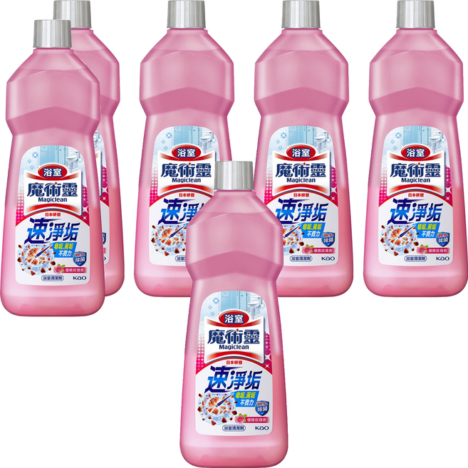 Kao 花王 Magiclean 魔術靈 台灣公司貨 浴室清潔劑 經濟瓶 優雅玫瑰, 500ml, 6瓶