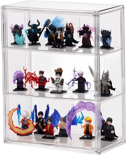온빛달빛 미니 아크릴 피규어 레고 케이스 보관함 3단, 1개