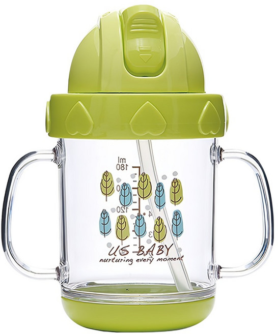 US baby 優生 甜心馬卡龍森活學飲杯 180ml, 綠色, 1個