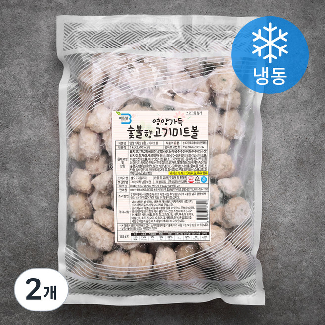 바른웰 영양가득 숯불향고기 미트볼 (냉동), 1kg, 2개