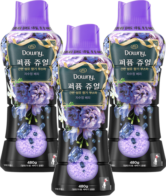 다우니 퍼퓸 쥬얼 자수정 베리 향기부스터, 480g, 3개