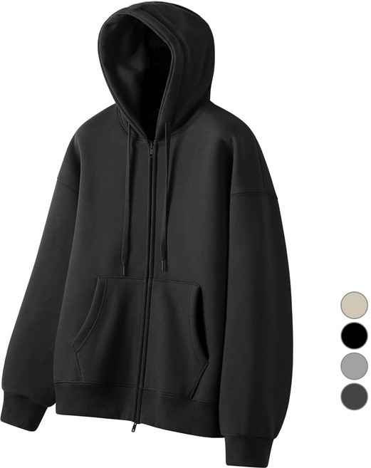 네이븐 남녀공용 오버핏 기모 후드집업 N19HZ